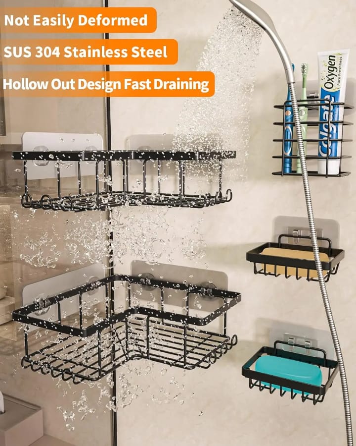 Étagère de Rangement Murale Sans Perçage pour Salle de Bain – Lot de 5 Pièces