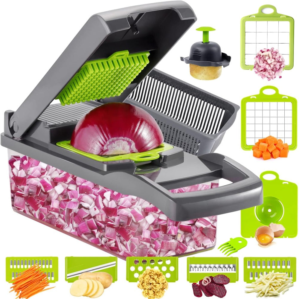 Coupe-Légumes Multifonction 12 Lames – Trancheur & Hachoir de Cuisine