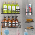 Étagère de Rangement Murale Sans Perçage pour Salle de Bain – Lot de 5 Pièces