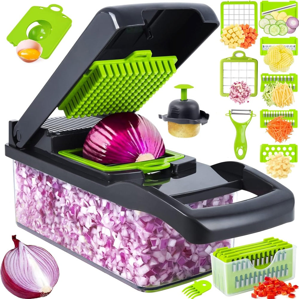 Coupe-Légumes Multifonction 12 Lames – Trancheur & Hachoir de Cuisine