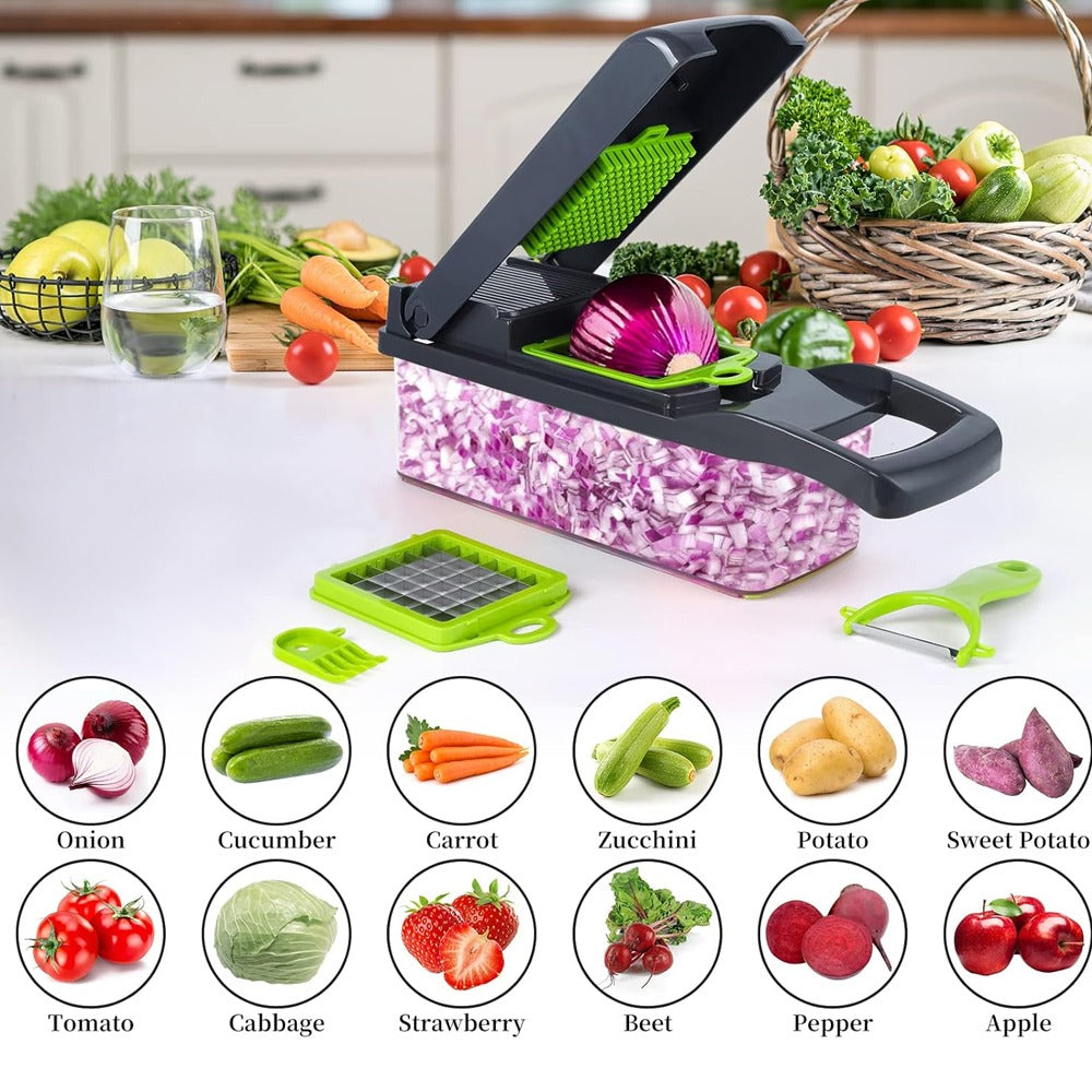 Coupe-Légumes Multifonction 12 Lames – Trancheur & Hachoir de Cuisine