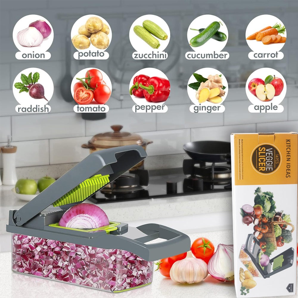 Coupe-Légumes Multifonction 12 Lames – Trancheur & Hachoir de Cuisine