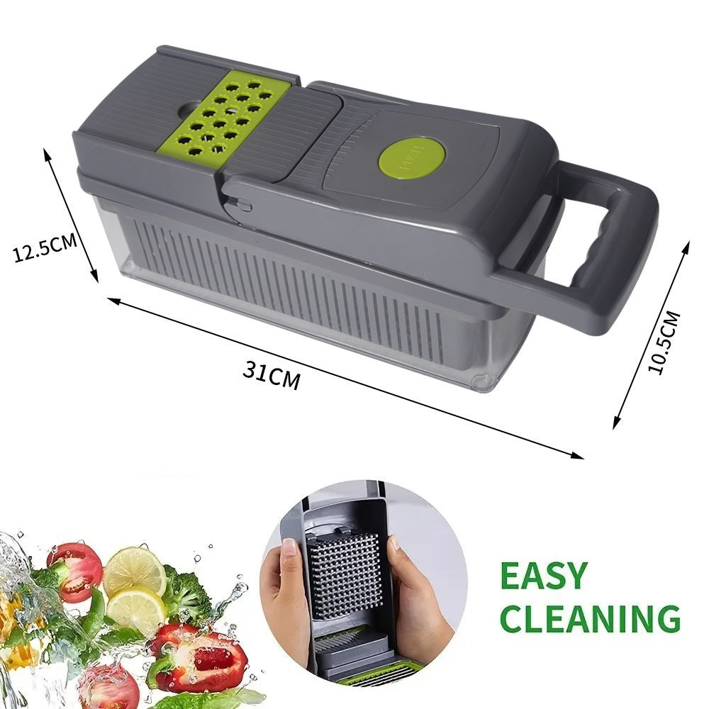 Coupe-Légumes Multifonction 12 Lames – Trancheur & Hachoir de Cuisine