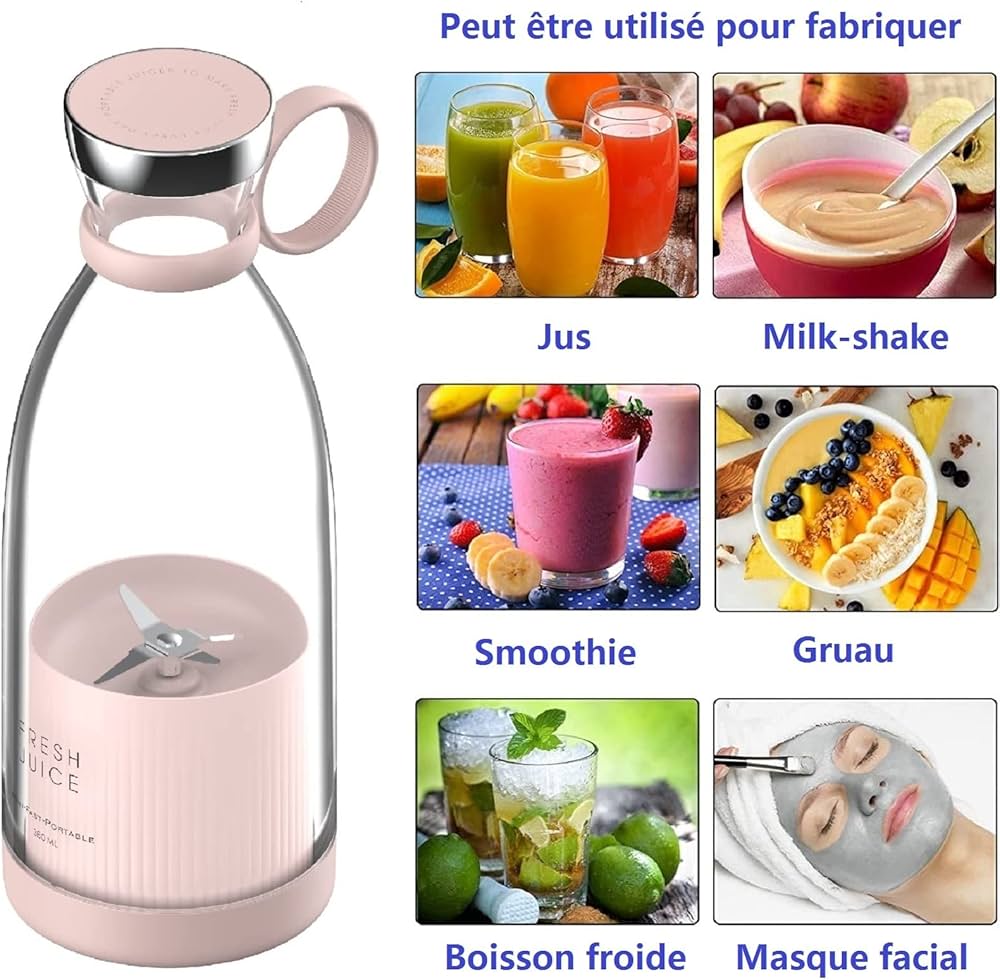 Mixeur Portable Rechargeable USB – Smoothies Frais Partout