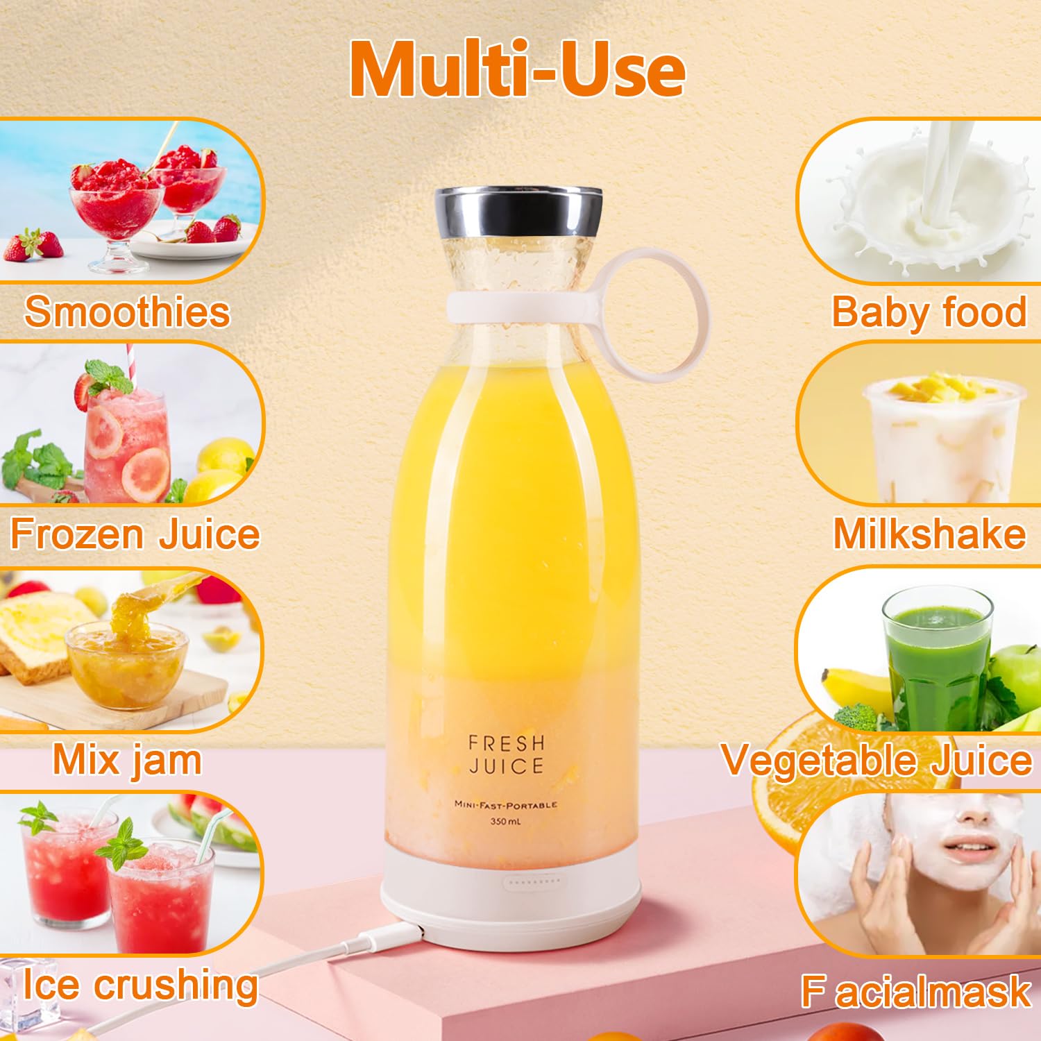 Mixeur Portable Rechargeable USB – Smoothies Frais Partout