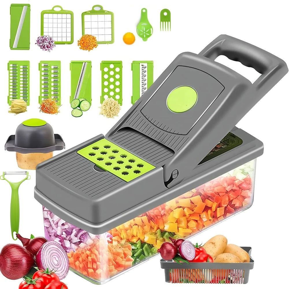 Coupe-Légumes Multifonction 12 Lames – Trancheur & Hachoir de Cuisine