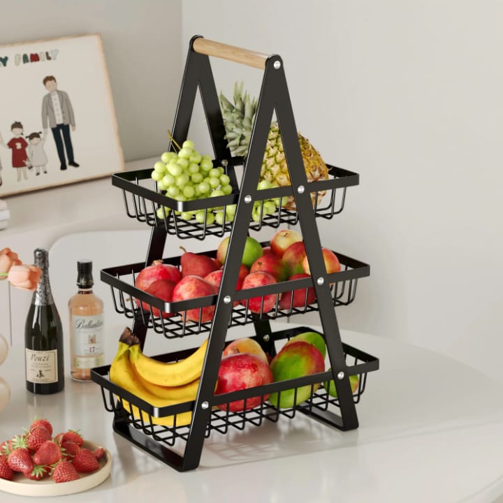 Panier à Fruits Niveaux Pliable – Organisateur de Cuisine Élégant