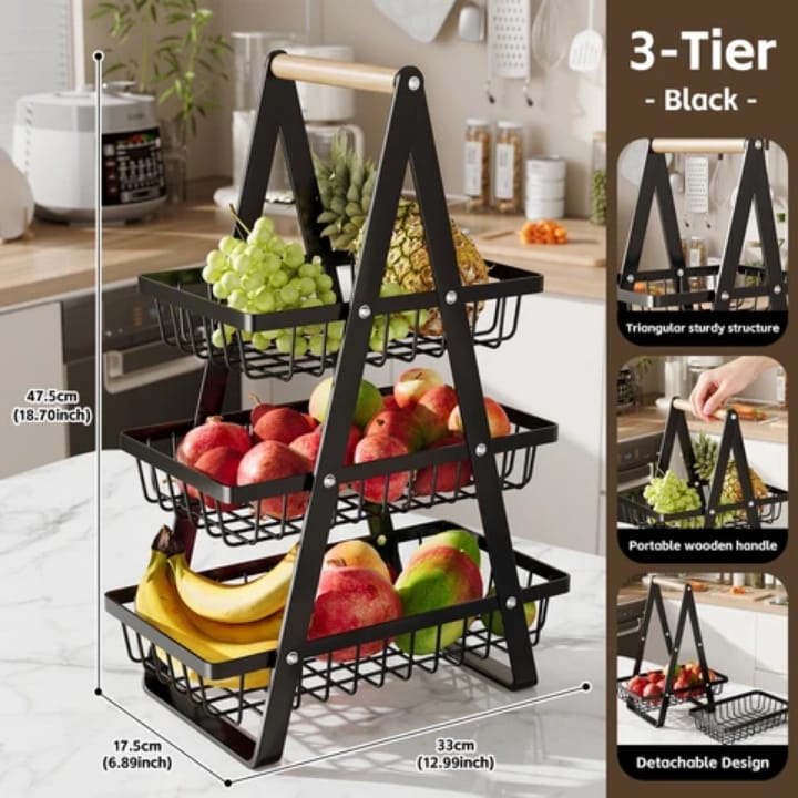 Panier à Fruits Niveaux Pliable – Organisateur de Cuisine Élégant