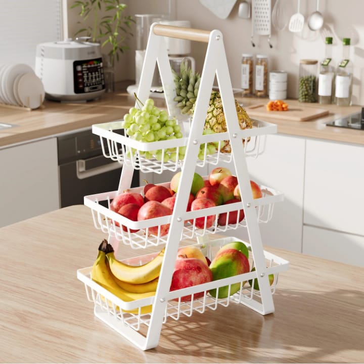 Panier à Fruits Niveaux Pliable – Organisateur de Cuisine Élégant