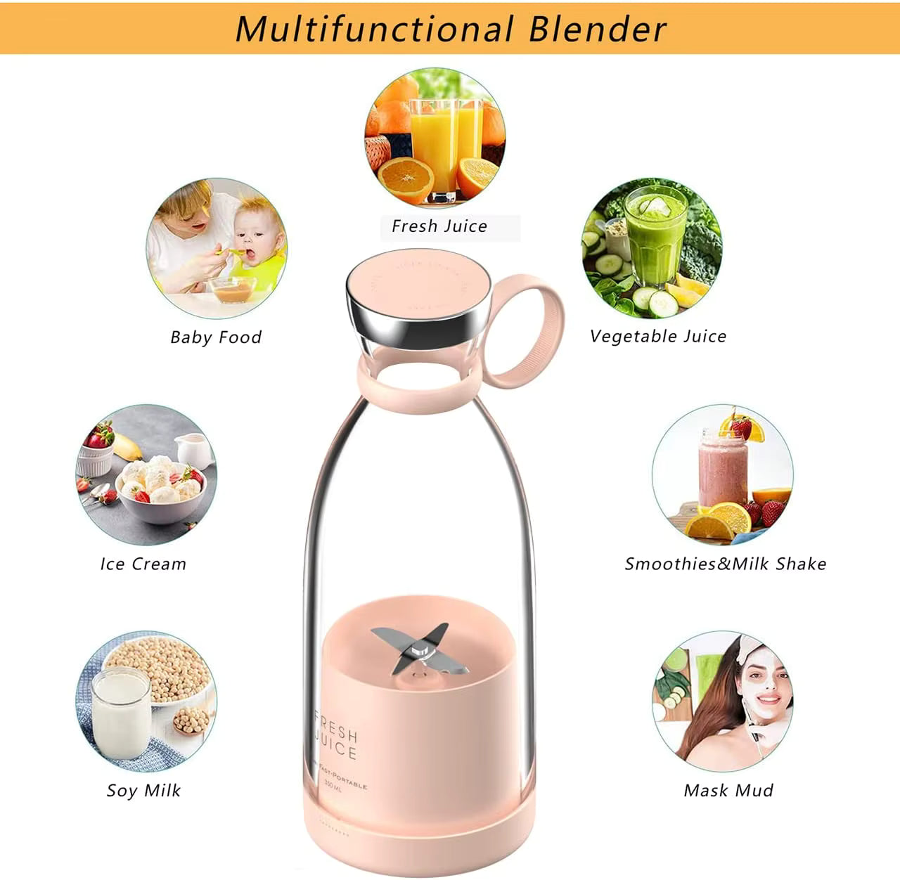 Mixeur Portable Rechargeable USB – Smoothies Frais Partout