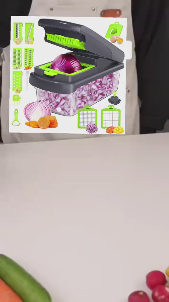 Coupe-Légumes Multifonction 12 Lames – Trancheur & Hachoir de Cuisine